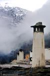 Chimeneas de Pampaneira y nevada. Paisajes de Granada