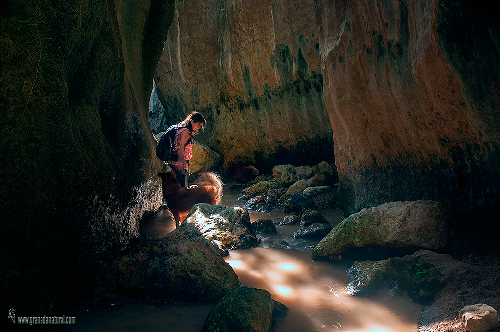 Barranco de la Luna. Valle de Lecrín. agua y roca 